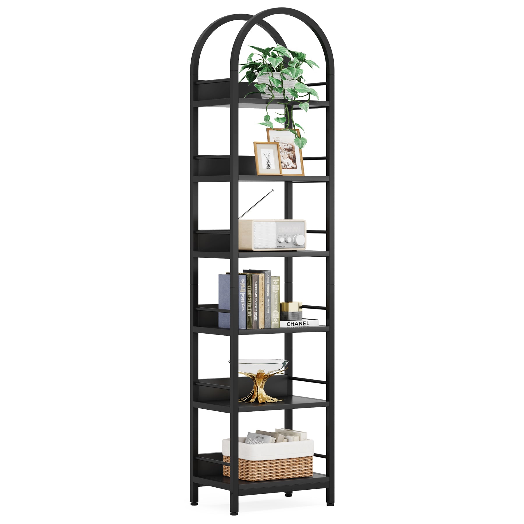 6-Tier Bookshelf 78.7" Narrow Bookcase